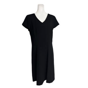 Talbots Black Vneck Tapered Waist Sheath Dress Size 10